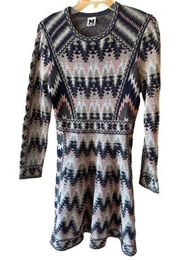 M Missoni Womens Fit & Flare Sweater Knit Dress Size S Chevron Pattern Classic